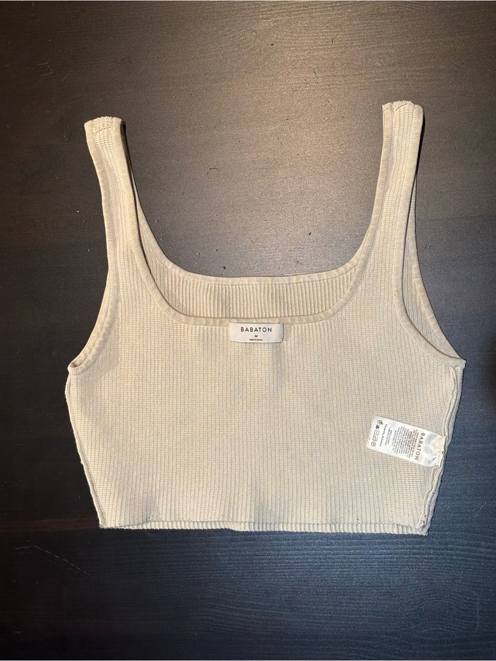 Babaton Cream Ribbed Square Crop Tank - Picture 3 of 3